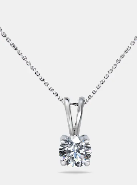 0.33 ct Round Brilliant Cut 18k White Gold Lab Grown Diamond Solitaire Pendant Necklace