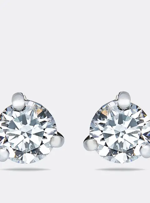 2.09 cts Round Brilliant Cut 18k White Gold Lab Grown Diamonds Solitaire Stud Earrings