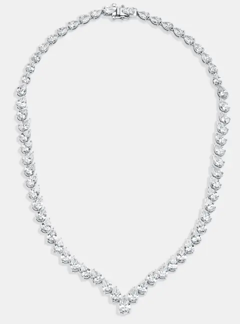 30 cts Pear Lab Grown Diamond 18k White Gold Necklace