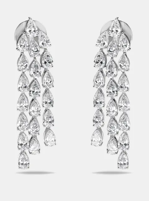 7 cts Pear Lab Grown Diamond 18k White Gold Earrings