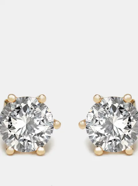4 cts Round Lab Grown Diamond 18k Yellow Gold Earrings