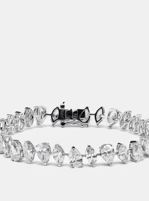 13.5 cts Pear and Marquise Lab Grown Diamond 18k White Gold Bracelet