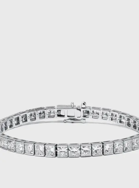 13 cts Princess Lab Grown Diamond 18k White Gold Bracelet