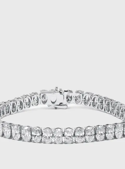 18 cts Oval Lab Grown Diamond 18k White Gold Bracelet