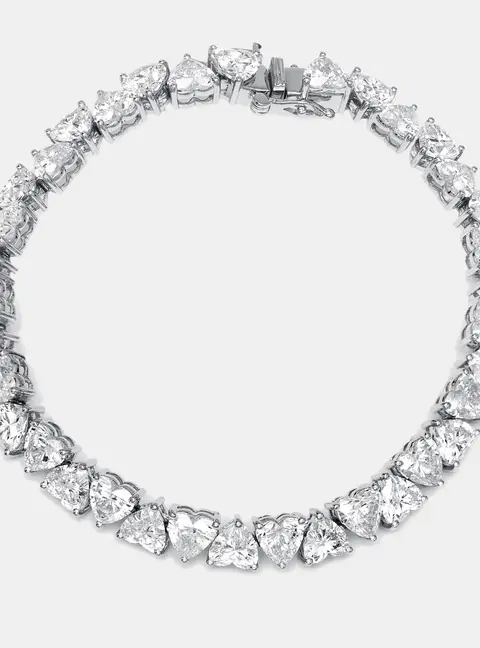 15.5 cts Heart Lab Grown Diamond 18k White Gold Bracelet