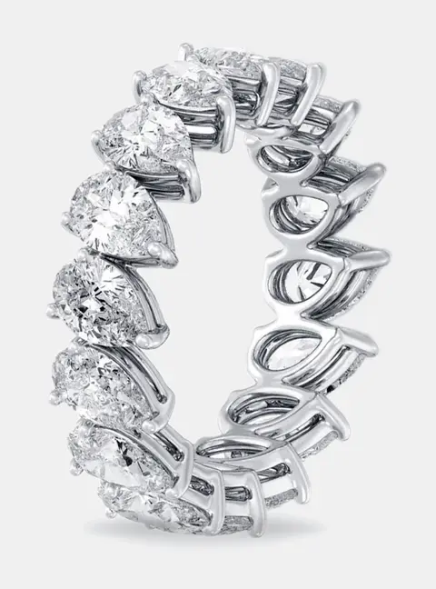 5 cts Pear Lab Grown Diamond 18k White Gold Eternity Ring Size 51
