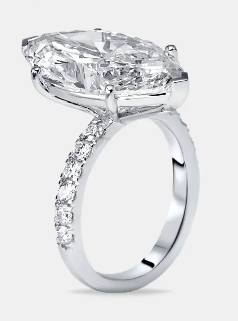 9.5 cts Marquise Round Lab Grown Diamond 18k White Gold Ring Size 51