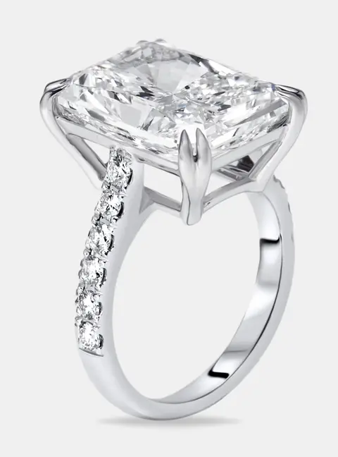 10.3 cts Radiant Trapezoid Lab Grown Diamond 18k White Gold Ring Size 52