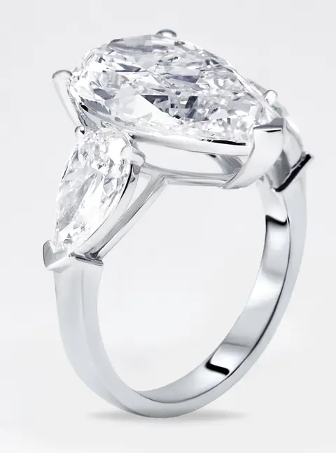 9 cts Pear Lab Grown Diamond 18k White Gold Ring Size 54