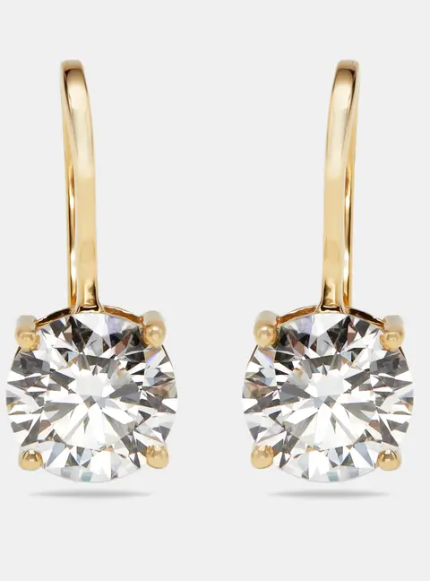 2 cts Round Lab Grown Diamond 18k Yellow Gold Earrings