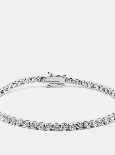 5.20 cts Round Brilliant Lab Grown Diamonds Sterling Silver 925 Tennis Bracelet 18 cm