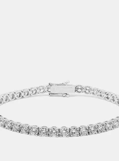 7.50 cts Round Brilliant Lab Grown Diamonds Sterling Silver 925 Tennis Bracelet
