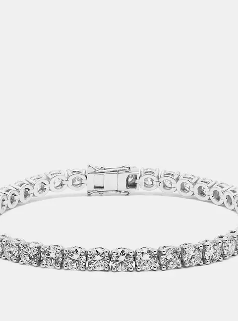 9.5 cts Round Brilliant Lab Grown Diamonds Sterling Silver 925 Tennis Bracelet