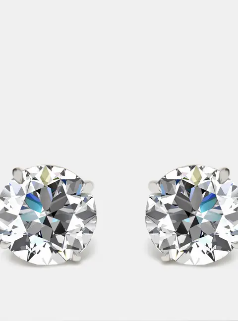 17.00 cts Round Lab Grown Diamonds 18k White Gold Earrings
