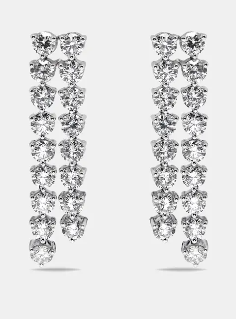 9.7 cts Round Lab Grown Diamonds 18k White Gold Earrings