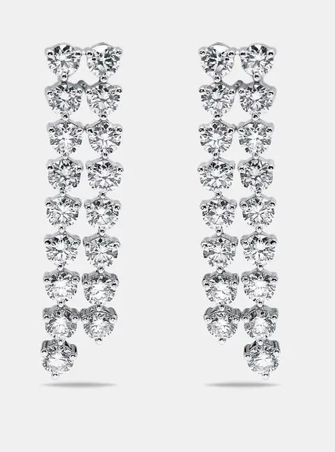 8.4 cts Round Lab Grown Diamonds 18k White Gold Earrings