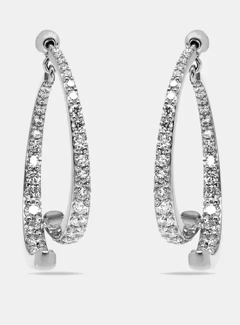 2.1 cts Round Lab Grown Diamonds 18k White Gold Earrings