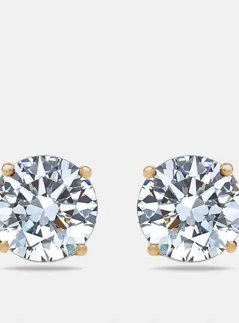 6 cts Round Lab Grown Diamonds 18k Yellow Gold Earrings