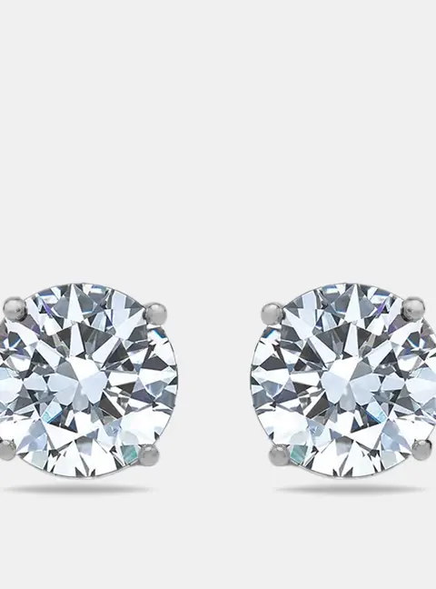 6 cts Round Lab Grown Diamonds 18k White Gold Earrings