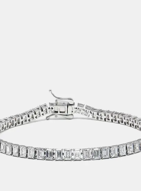 11.5 cts Emerald Cut Lab Grown Diamonds 18k White Gold Bracelet