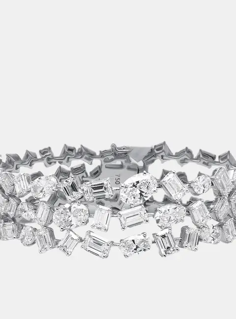 29 cts Emerald Cut Oval Lab Grown Diamonds 18k White Gold Bracelet