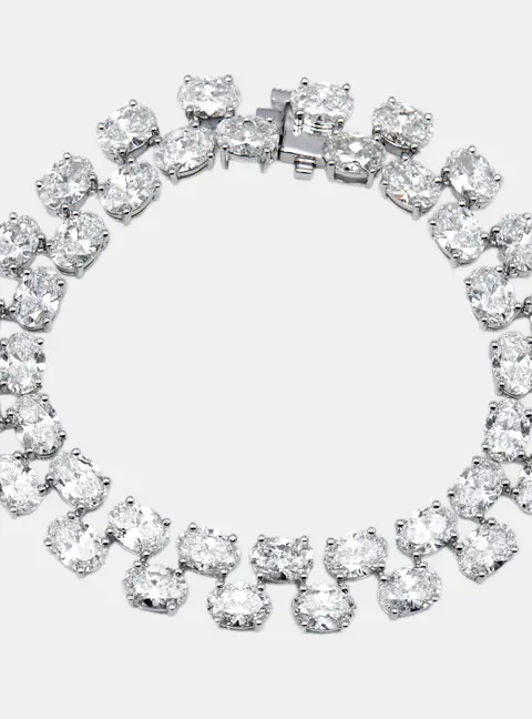 20.8 cts Oval Lab Grown Diamonds 18k White Gold Bracelet