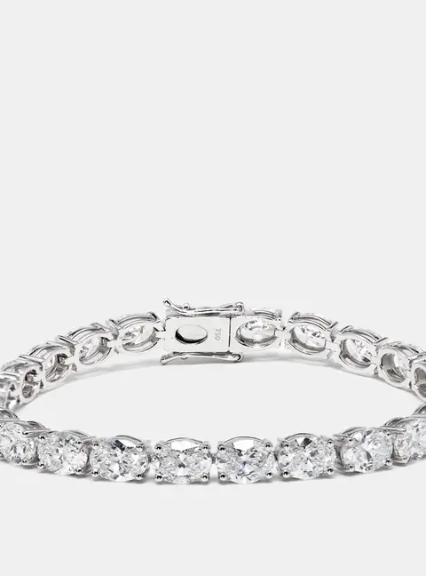 17 cts Oval Lab Grown Diamonds 18k White Gold Bracelet