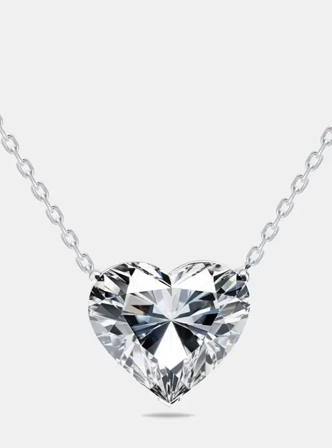 9 cts Heart Lab Grown Diamonds 18k White Gold Necklace