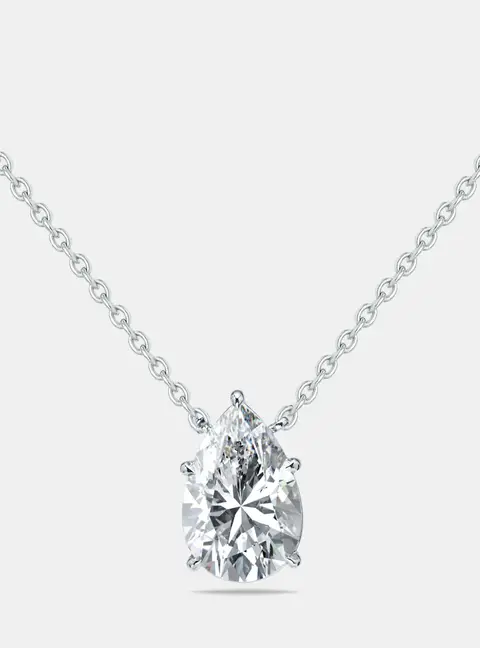 4.00 cts Pear Lab Grown Diamonds 18k White Gold Necklace