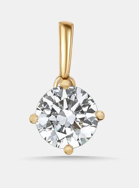 1.50 cts Round Lab Grown Diamonds 18k Yellow Gold Pendant