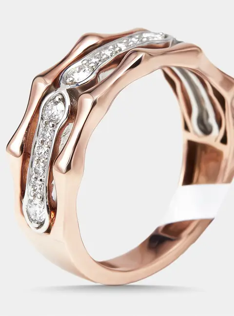 0.33 cts Round Lab Grown Diamonds 18k Two Tone Gold Ring Size 50