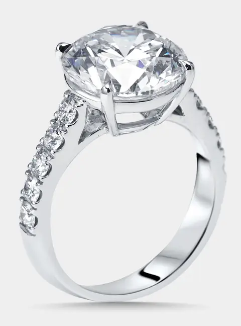 5.5 cts Round Lab Grown Diamonds 18k White Gold Ring Size 51