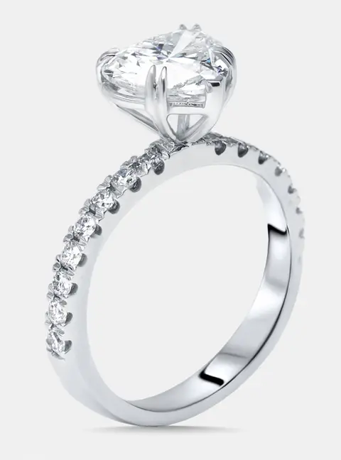 2.4 cts Heart, Round Lab Grown Diamonds 18k White Gold Ring Size 51