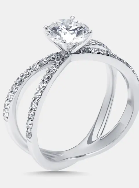 1.4 cts Round Lab Grown Diamonds 18k White Gold Ring Size 50
