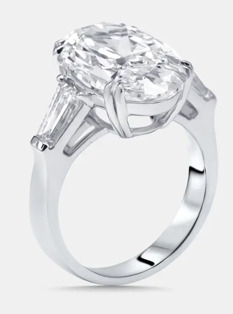 8 cts Oval., Trapazoid Lab Grown Diamonds 18k White Gold Ring Size 50