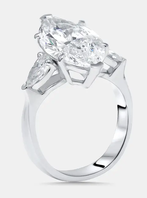 5.5 cts Marquise, Pear Lab Grown Diamonds 18k White Gold Ring Size 52
