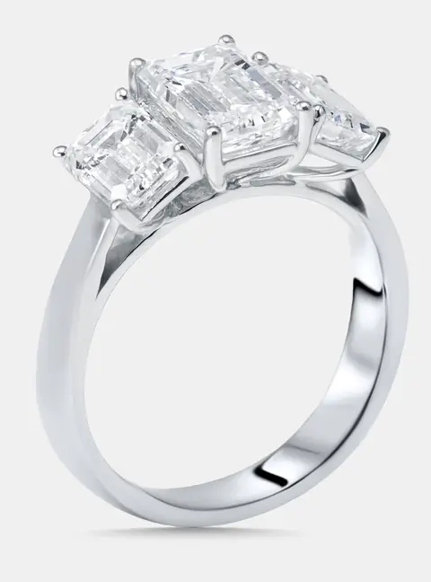 4.00 cts Emerald Cut Lab Grown Diamonds 18k White Gold Ring Size 51