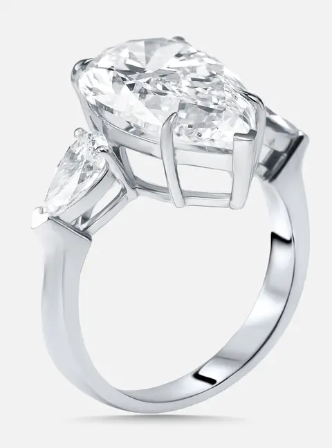 7.3 cts Pear Lab Grown Diamonds 18k White Gold Ring Size 51