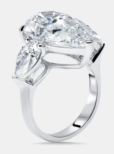 4.5 cts Pear Lab Grown Diamonds 18k White Gold Ring Size 53
