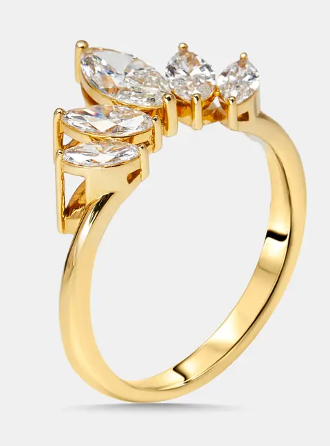 1 cts Marquise Lab Grown Diamonds 18k Yellow Gold Ring Size 54