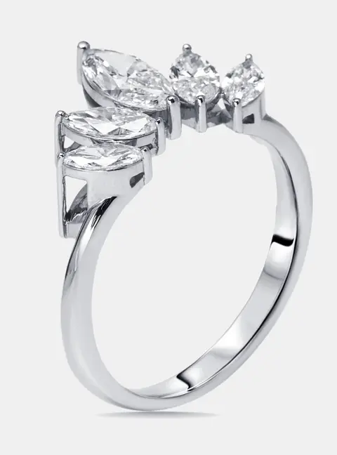 1 cts Marquise Lab Grown Diamonds 18k White Gold Ring Size 53