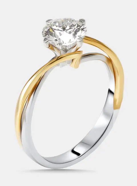 1.00 cts Round Lab Grown Diamonds 18k Two Tone Gold Ring Size 55