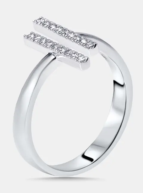 0.18 cts Round Lab Grown Diamonds 18k White Gold Ring Size 55