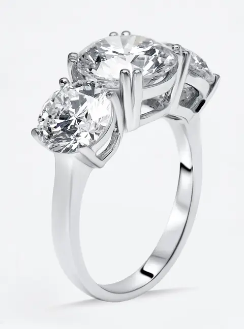 6 cts Round Lab Grown Diamonds 18k White Gold Ring Size 55