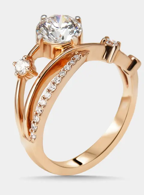 1.35 cts Round Lab Grown Diamonds 18k Rose Gold Ring Size 55