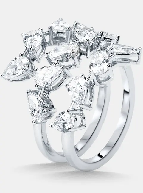 2.5 cts Pear Lab Grown Diamonds 18k White Gold Ring Size 52
