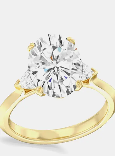 2.7 cts Oval Cut Lab Grown Diamond 14k Yellow Gold Ring EU 54.5