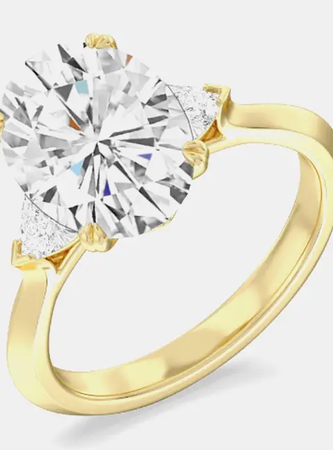2.7 cts Oval Cut Lab Grown Diamond 14k Yellow Gold Ring EU 54.5