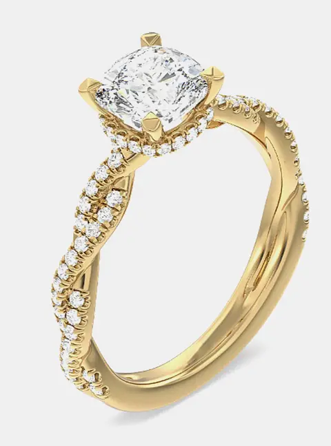 2.5 cts Cushion Lab Grown Diamond 14k Yellow Gold Ring Size 7.5