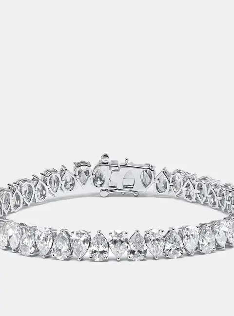 20 cts Pear Lab Grown Diamonds 18k White Gold Bracelet